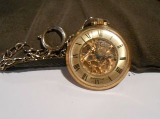 VINTAGE 1976 CARAVELLE BULOVA POCKET WATCH WITH CHAIN 2