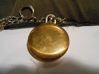 VINTAGE 1976 CARAVELLE BULOVA POCKET WATCH WITH CHAIN 3