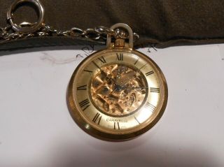 VINTAGE 1976 CARAVELLE BULOVA POCKET WATCH WITH CHAIN 8
