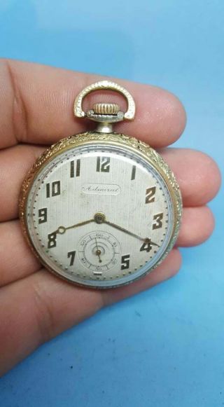 Antique Admiral Art Deco Gold Filled Pocket Watch Very Rare