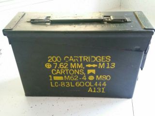 Vintage Military Ammo Latch Can Box Empty Capacity 200 Cartridges 7.  62 Mm M62 - 4