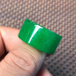 Rare Collectible Chinese Green Jadeite Jade Handwork No.  10 Thumb Ring & Ring