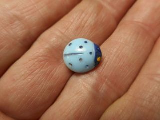 Blue Glass Ladybug W/ Paint Insect Goofy Childrens Vintage Button 1/2 " Rs