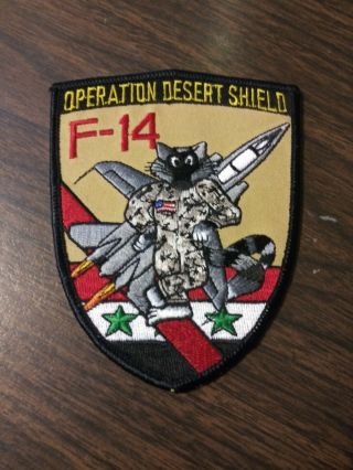 Us Army Operation Desert Shield F - 14 Tomcat Shield 4.  5 " X 3.  5 " Patch