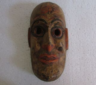 Old Vintage Hand Crafted Hand Painted Wooden Man Bust Mask Collectible