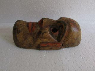 Old Vintage Hand Crafted Hand Painted Wooden Man Bust Mask Collectible 3