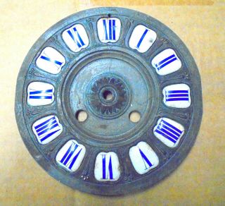 Wonderful French Set Of Cobalt Blue Cartouche Numerals On Brass Dial Plate