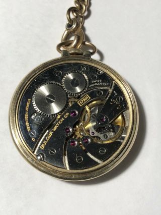 Vintage Bulova Open Face Pocket Watch 10K Rolled Gold Pocket Watch 17AH 2