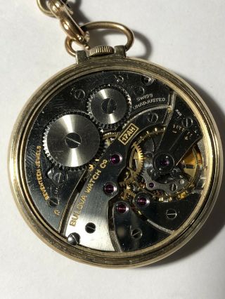 Vintage Bulova Open Face Pocket Watch 10K Rolled Gold Pocket Watch 17AH 3