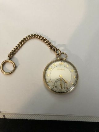 Vintage Bulova Open Face Pocket Watch 10K Rolled Gold Pocket Watch 17AH 6