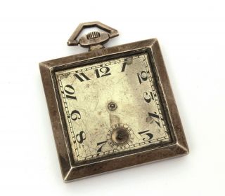 Jh Hasler Antique Square Sterling Swiss Pocket Watch 17 Jewels - Parts & Repair