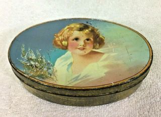 Antique Wm Crawford & Son Biscuit Sample Tin W Young Blonde Girl On Lid T45