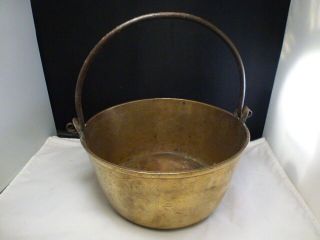 Large Antique Brass Cauldron Planter Trough Cooking Pan Iron Handle Vintage Old
