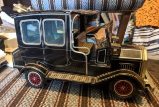 Vintage S.  H.  Battery Operated Tin Toy Car Made In Japan