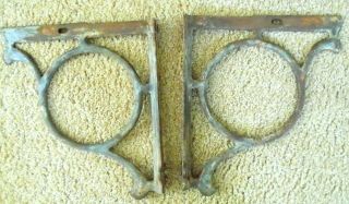 2 Vtg Antique Cast Iron Large Shelf Brackets 11 " X 11 3/4 " Barn Find