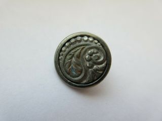 Wonderful Antique Tinted Pewter Metal in Steel Cup BUTTON Paisley Design (J) 2