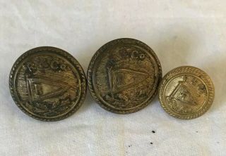 3 Antique Brass Livery Or Uniform Service Buttons Made By Paisley Glasgow