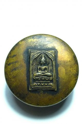 Wax Lp Suk Wat Makamtao Antique Ancient Bronze Thai Buddha Amulet