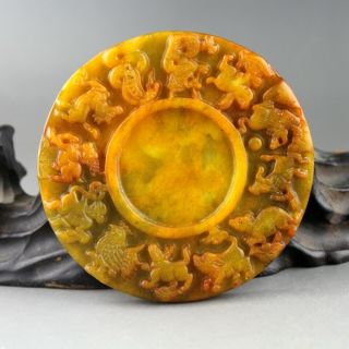 3.  2  China Old Jade Hand - Carved Chinese Zodiac Ancient Jade Ink Stone 1128