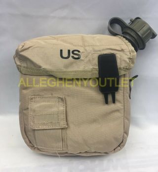 Exc Us Military 2 Qt Collapsible Canteen W Nbc Cap & Vgc Cover Tan