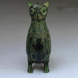 China Handmade Antique Bronze Owl Figurines Statues Pots