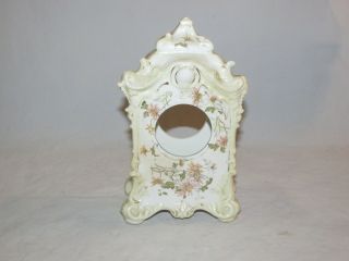 Vintage Antique Floral Porcelain Clock Case Ansonia ? Markings On Bottom 8.  25 " T