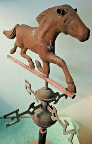 Vintage Antique Copper Brass Weather Vane,  Horse,  N E W S,  Desk Stand,  Patina 5