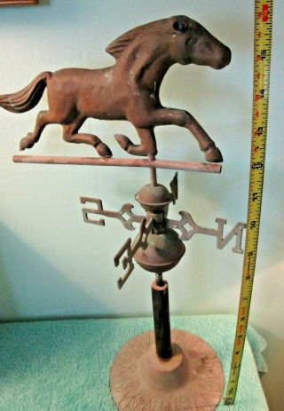 Vintage Antique Copper Brass Weather Vane,  Horse,  N E W S,  Desk Stand,  Patina 8
