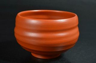 T2372: Japanese Tokoname - ware Brown pottery TEA BOWL Green tea tool Tea Ceremony 2