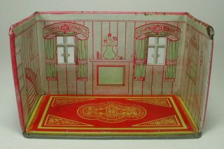 Vintage Marx Newlywed Tin Litho Dining Room With Furniture 1920 ' s - 4