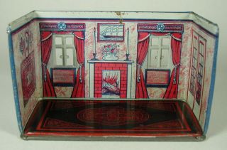 Vintage Marx Newlywed Tin Litho Parlor Room With Furniture 1920 ' s - 4