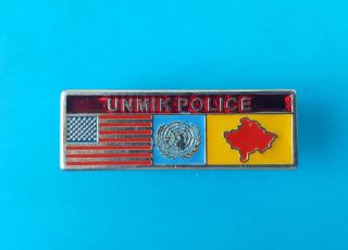U.  S.  Usa Flag United Nations Unmik Police Nato Kfor Metal Pocket Pin Badge