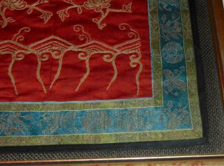 ANTIQUE CHINESE Gold Thread DRAGON Silk Embroidery Panel 5