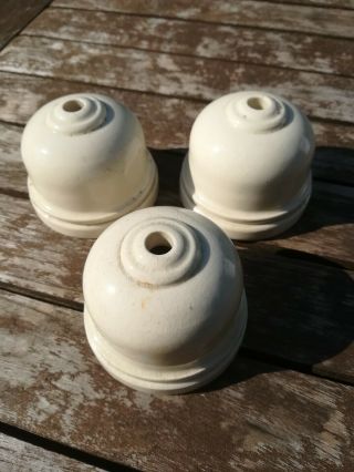 Porcelain Ceiling Roses.  Ivory White.  English.  Vitreous.  Matching Set Of 3