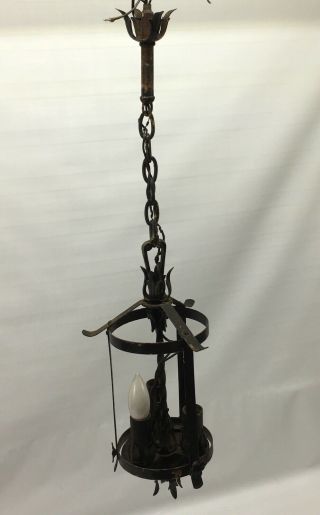 Vintage Wrought Iron Hanging Ceiling Light Fixture Chandelier Gothic Antique