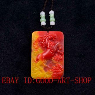 Chinese Natural Hetian Jade Hand - Carved Horse Pendant X63