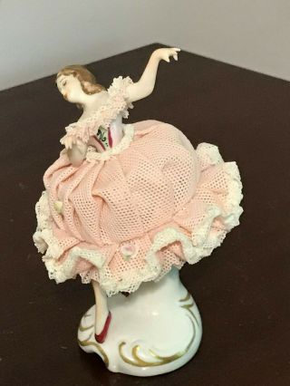 Mz Irish Dresden Porcelain Lace Figurine Ballerina " Lilly ",  4 "