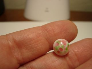 Antique White Glass Ball With Pink And Green Splatter Design Button