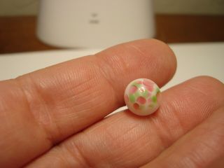 Antique white glass BALL with PINK and GREEN splatter design button 4