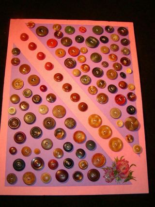 Antique Buttons - Mostly Comp,  C1880 - 1920s,  Over 90 Buttons,  Carded
