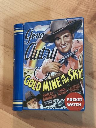 Gene Autry Pocket Watch In Tin Case (plastic Over The Glass)