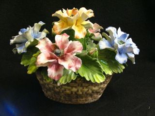 Italy Antique Porcelain Flower Basket / Bouquet Capodimonte