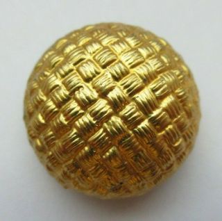 Rare Antique 18th C Wood Back Gold Gilt Metal Button Basketweave 7/8 " (w)