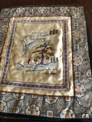 4 Vintage Frameable Chinese Silk Embroidered Panels 3