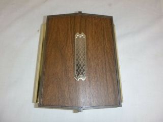 Vtg Sears Doorbell Chime Woodgrain W/ Gold Accent Front & Back Chime