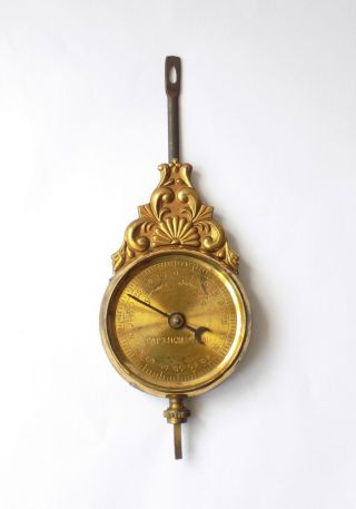 Antique Gilt Brass & Lead Clock Pendulum,  Bob.  With Fast,  Slow Dial.  Pat 1881.