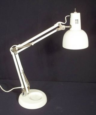 Mid Century Modern Adjustable Swing Arm White Tole Industrial Lamp