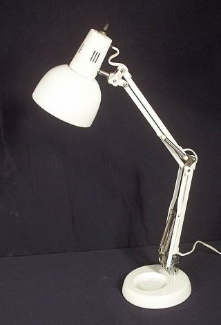 MID CENTURY MODERN ADJUSTABLE SWING ARM WHITE TOLE INDUSTRIAL LAMP 3