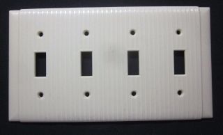 Vintage Bryant Uniline 4 Gang Switch Plate Wall Cover Ribbed Ivory Bakelite Deco