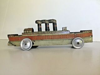 Rare Vintage Early German Wind Up Tin Toy Ship D.  R.  G.  M.  Germany